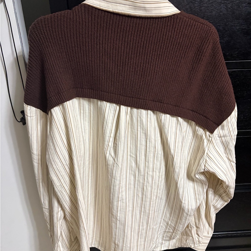 Elegant Brown and Cream Button Down Shirt - Picture 7 of 7